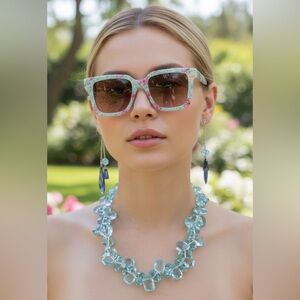 LoveShackFancy Sunglasses Nouvella Turquoise Waves